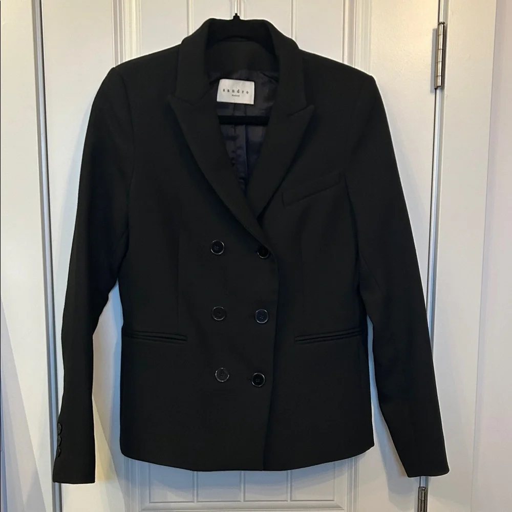 Sandro Black Double-Breasted Blazer - Picture 2 of 8